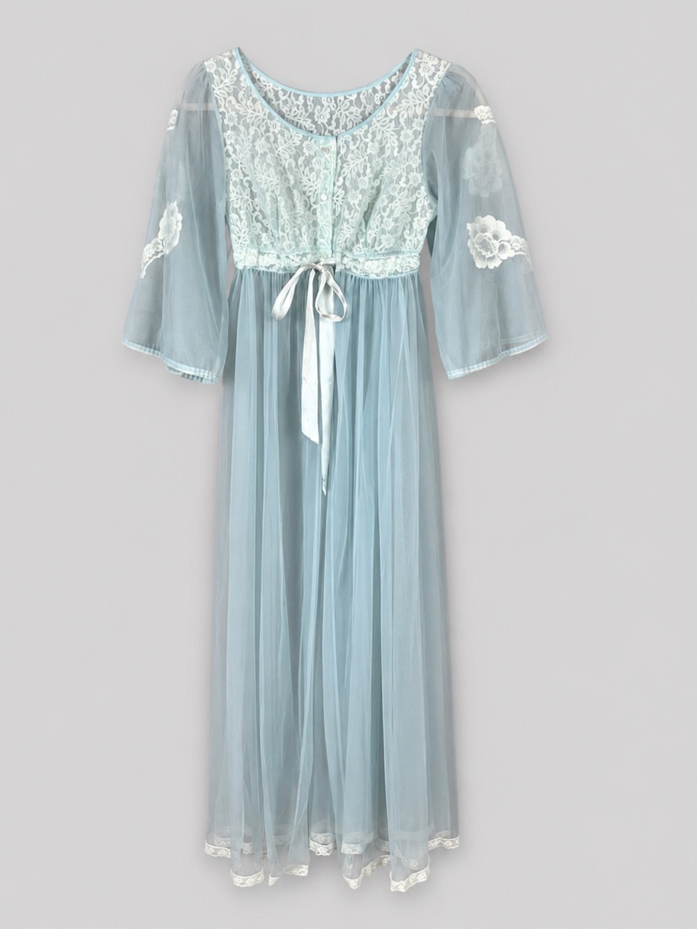 Vintage Sheer Embroidered Maxi Dress Romantic Fairy Whimsical Coachella Lace
